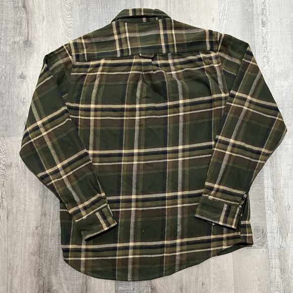 Orvis Heavy Green Cotton Plaid Outdoor Flannel Shacket Mens Medium Pockets - Picture 2 of 5